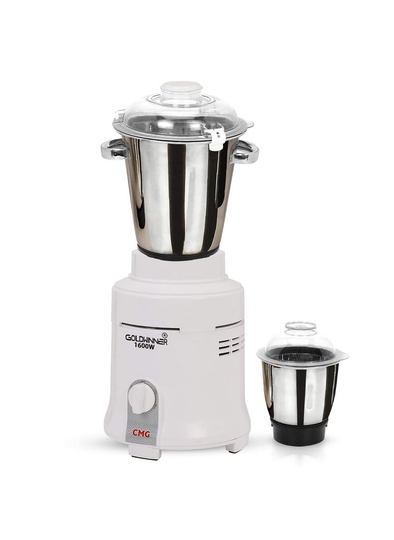 Goldwinner Mixer Grinder 3 Litter 1600watts Heavy duty and HiTech 100 copper motor with 2 Stainless Steel Jars WhiteRestaurantsCateringHotelsFood IndustryHeavy Home Usage