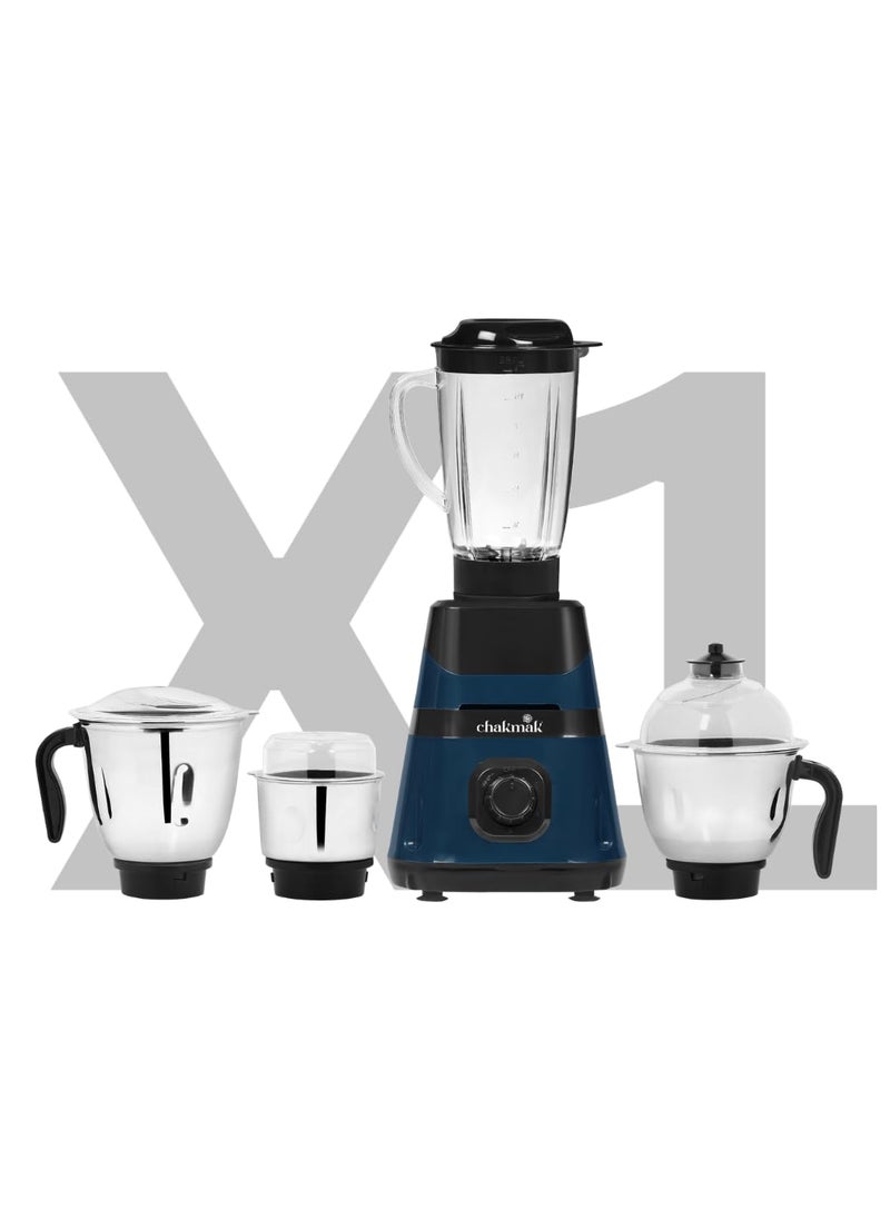 Chakmak X1 750W Mixer Grinder with 4 Multipurpose Jars Chutney Making Dry Grinding Wet Grinding Blender Mixer Steel Jar Capacity 1500ml 1500ml 1000ml 400ml 2 Year Warranty