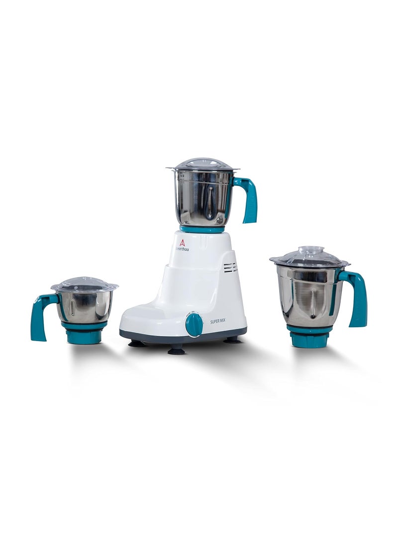Amirthaa Super Mix 750 Watt Mixer Grinder With 3 Jars White and Blue