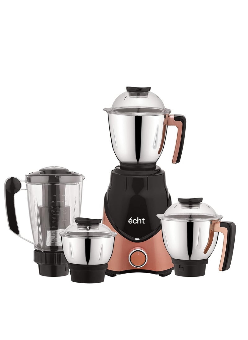 Echt ZR 7S Mixer Grinder 750 Watt 4 Stainless Steel Jars Wet Jar1500 ml Multipurpose Jar 1000 mlChutney Jar 300ml Juicer Jar1250ml3 Speed Control 2 years warranty Champagne black