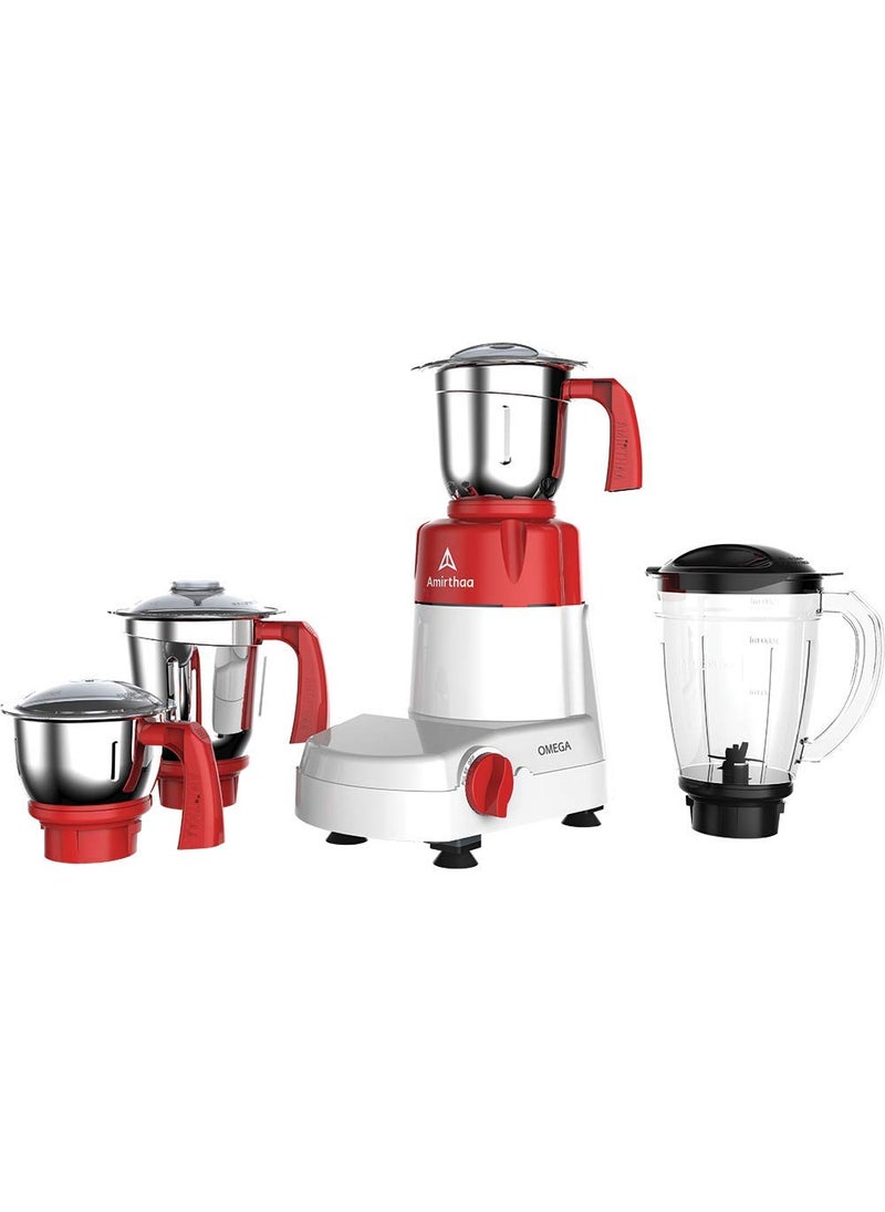 Amirthaa Omega 750W Mixer Grinder with 4 Jars Red