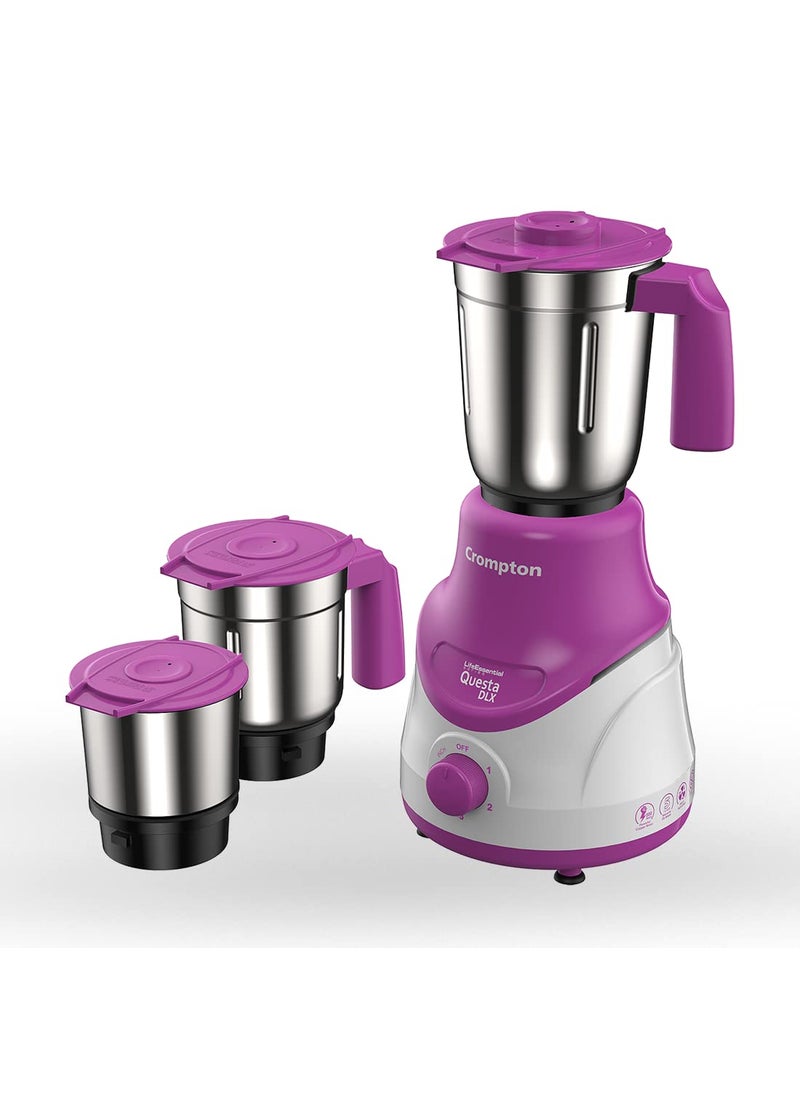Crompton QUESTA DLX Mixer Grinder 100 Copper Motor Motor VentX Technology 3 Stainless Steel Jars Lavender