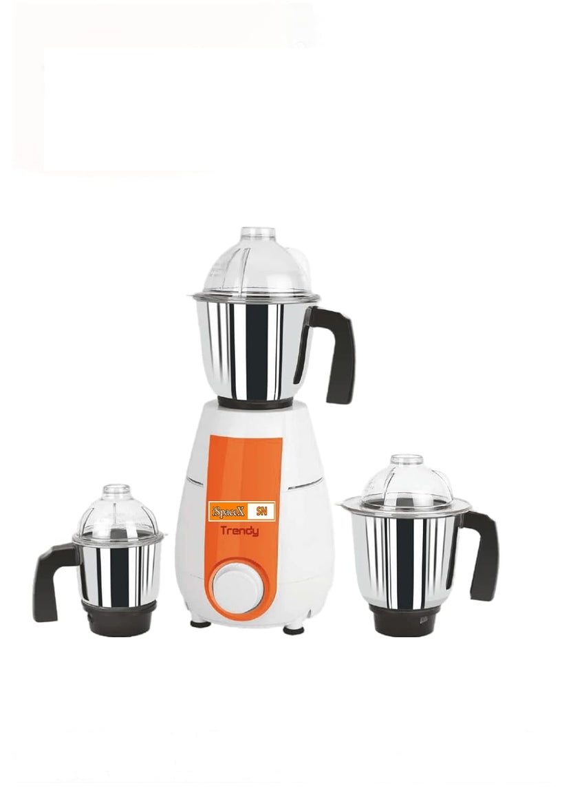 ISPACEX SN Trendy 600 Watts Mixer Grinder With Stainless Steel 3 Jars Yellow