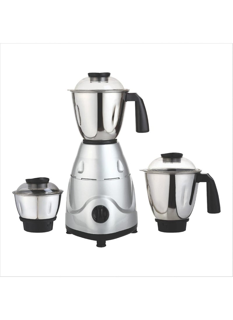 ARSOMAA Metalo Mixer Grinder Power Pro 750WattThe Ultimate Domestic Mixer Grinder with 3 JarsLiquidizing Wet Grinding and Chutney Jar Stainless Steel Blades and 24 Months Warranty Silver