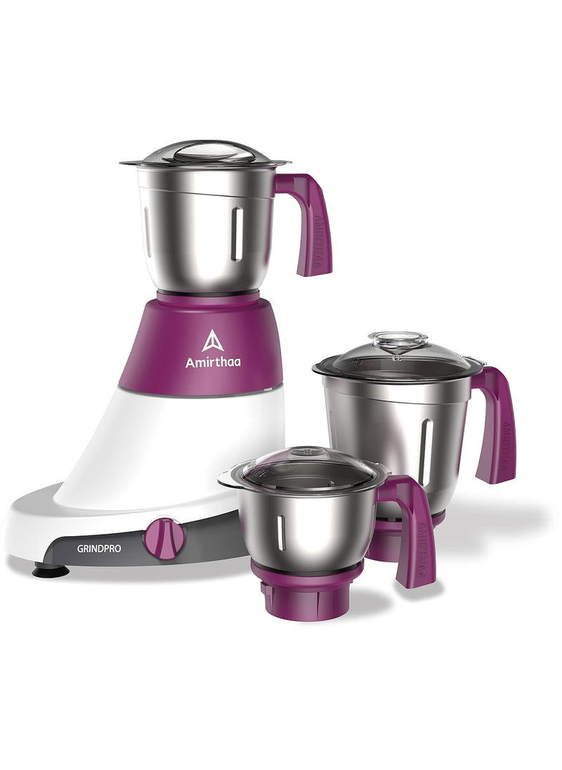Amirthaa Grind Pro 550 Watt Mixer Grinder With 3 Jars Purple