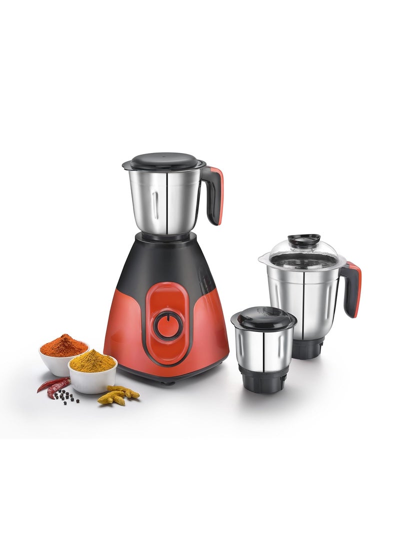 Eleenova Eleemix 750 Watts Mixer Grinder with 3 Stainless Steel Jars Black and Red Heavy Duty Motor Stainless Steel Blades Ergonomic Easy Grip Handles