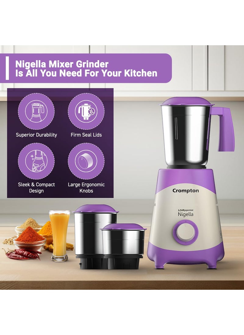 Crompton Nigella 500 Watts Mixer Grinder ACGMNIGELLA500W3J Lavender white