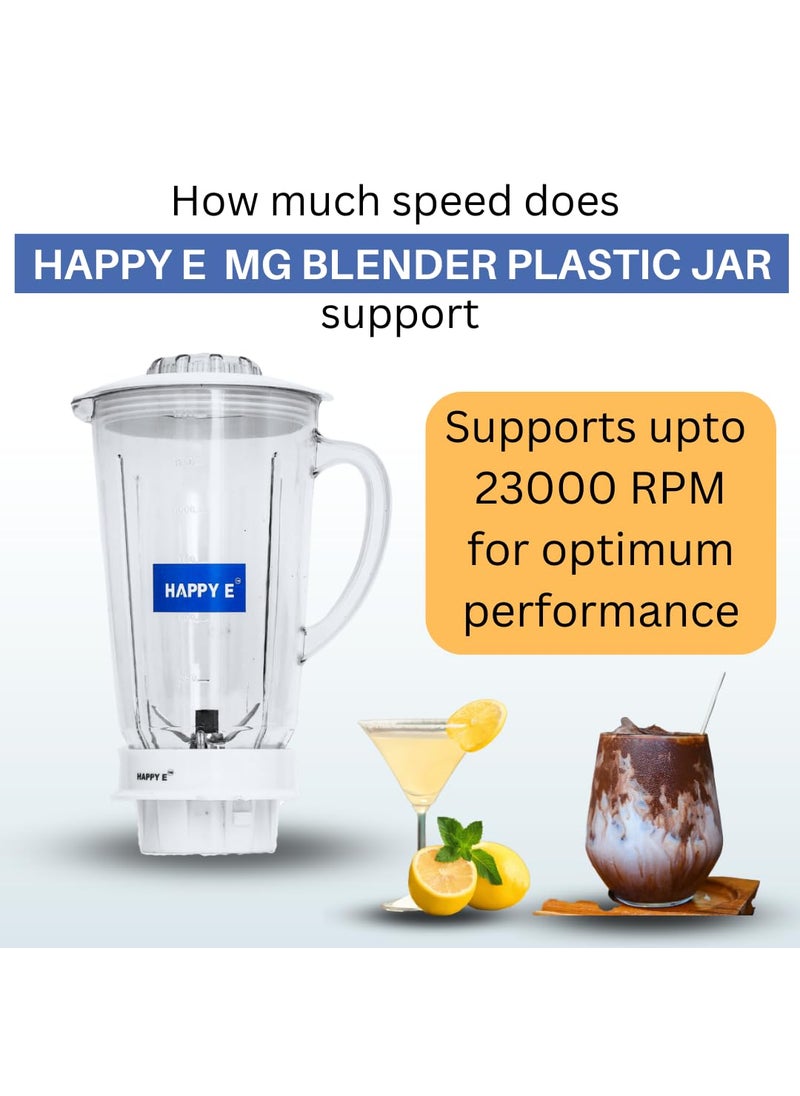 HAPPY E Mixer Grinder MG Blender Plastic Jar Mixer Jar 1500 ML White