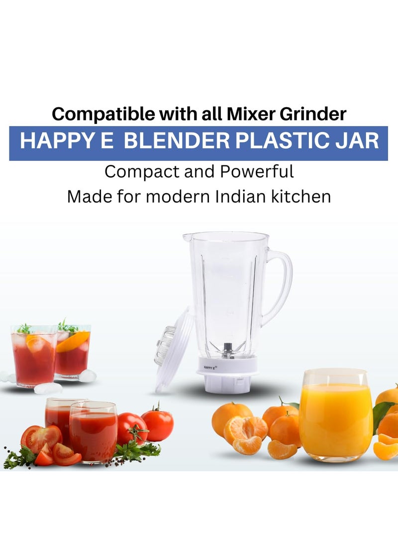 HAPPY E Mixer Grinder MG Blender Plastic Jar Mixer Jar 1500 ML White