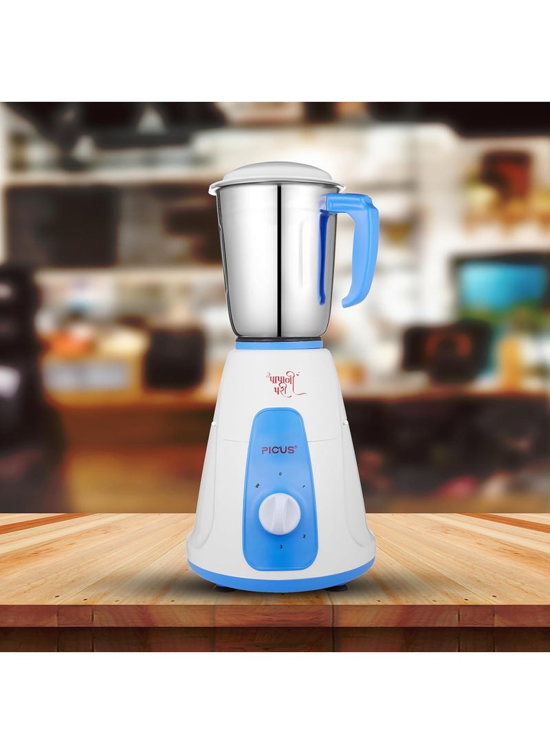 PICUS White 550W 3 Jar Mixer Grinder HighSpeed Motor HeavyDuty Performance 3Speed Options and Included Whip Attachment Simplify Meal Preparation