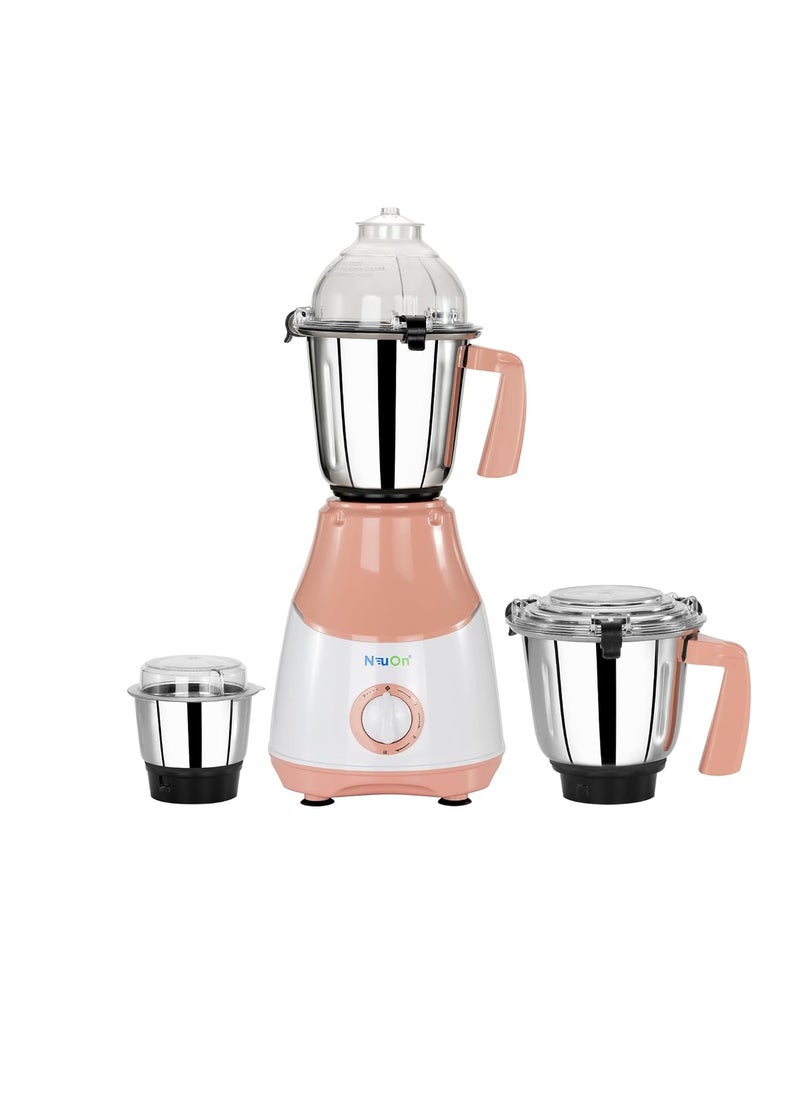 NeuOn Avanza 750 Watt Mixer Grinder for Kitchen with 3 Jars Countertop Blender with 3 Speed Levels Stainless Steel Blade Multipurpose Grinding Wet Dry Masala Chutney and Smoothie