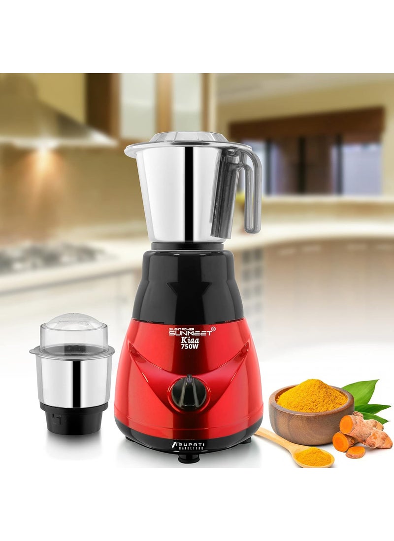 SilentPowerSunmeet New Model Traditional KIAA 750Watts Mixer Grinder with 3 Stainless Steel Jars Dry Chutney and Liquid Jar RedBlack S3J Company 37 Years of Servicing Marketing
