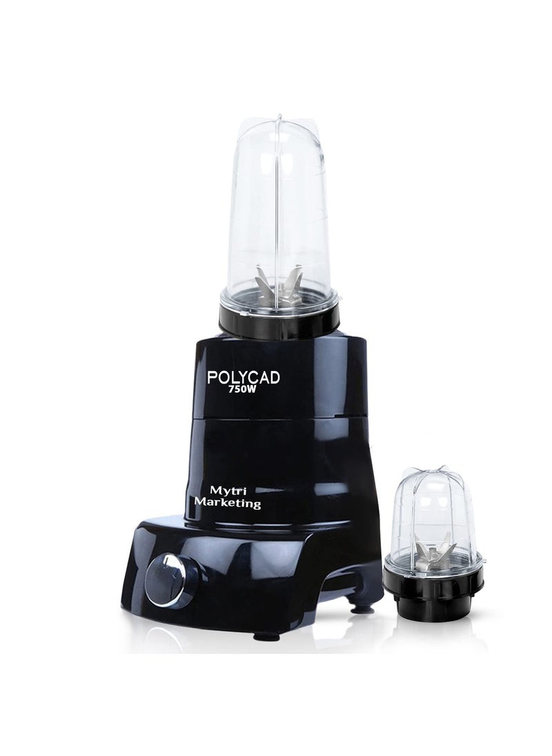 Polycad 750watts PST Mixer Grinder with 2 Bullet Jars 350ml and 530ml Black Color MA23170