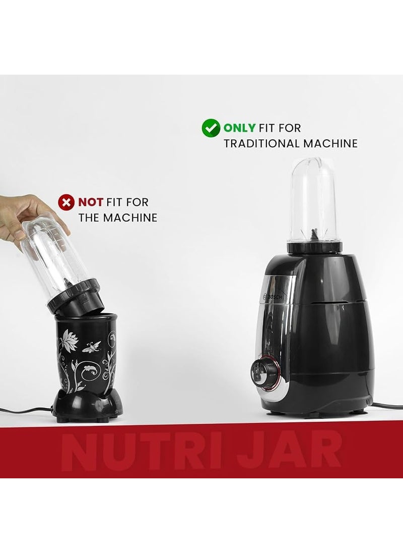 Hope Kart Stainless Steel Chutney Jar Bowl Only for Mixture Grinder Machine Double Lock and 4 Teeth Coupling Lid and Steel Blade Double Lock Bullet Jar 350 ml