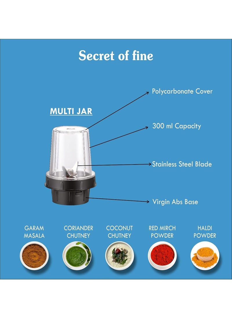 MIXER GRINDER NUTRI 500WATTS BRAND WONDER STARSTAINLESS BLADES UNBREAKABLE POLYCARBONATE JARS600300ML CAPACITYPULSE FUNCTIONQUICK GRINDINGWARRANTY 1YEARS