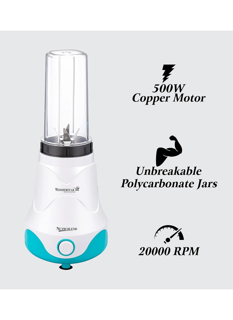 MIXER GRINDER NUTRI 500WATTS BRAND WONDER STARSTAINLESS BLADES UNBREAKABLE POLYCARBONATE JARS600300ML CAPACITYPULSE FUNCTIONQUICK GRINDINGWARRANTY 1YEARS