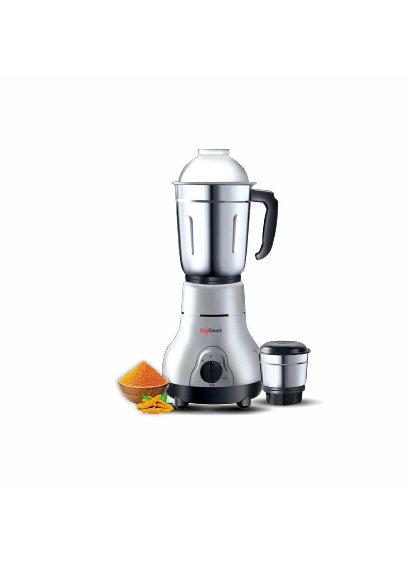 DigiSmart Kitchen Mate Powerful 600 Watt Mixer Grinder Gray and Black 2 Jar Comes With 2 Year Warranty BLACK GRAY