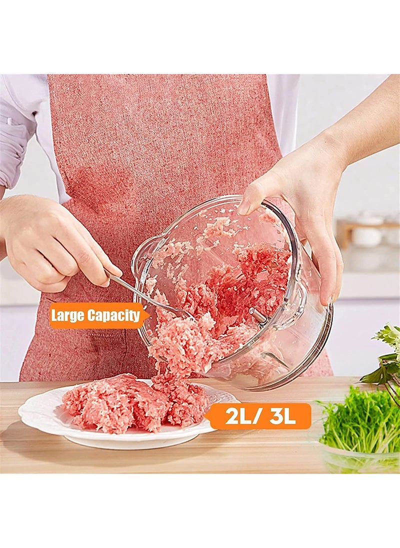 VBM Food Processor Chopper with 2L Stainless Steel Bowl 250W Electric MultiChopper with 3 Speed Levels Meat Grinder with Blades for Meat Onions Fruit Vegetables