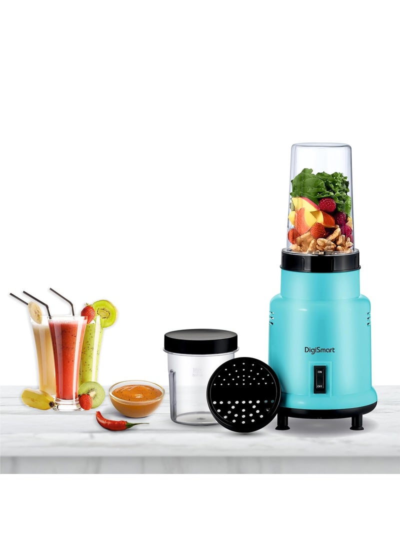 DIGISMART Mix Nutri Mixer Grinder With 2 Jar 500 Watt Long Lasting Shock Proof ABS Body 20 MM Heavy Duty Motor With Nano Grinding Technology Surgical Steel Blending with 2 Years Warranty