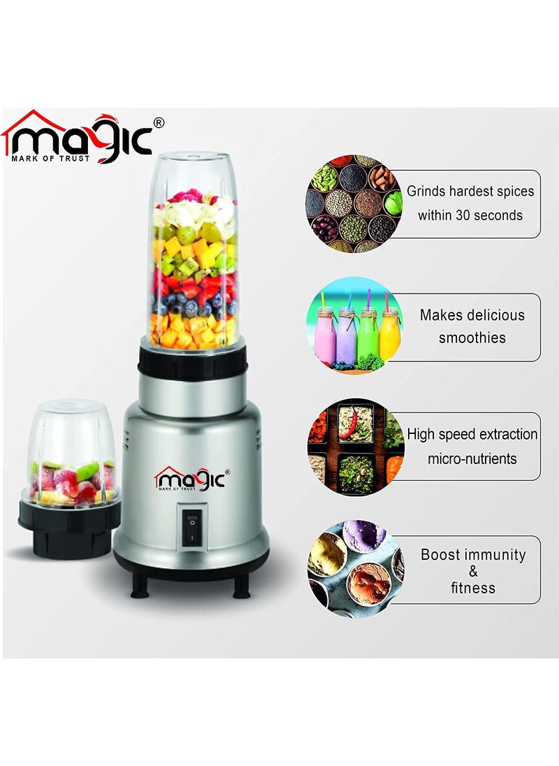 Magic Easy Mix Nutri 2 Jar Mixer Grinder Powerful 450 Watt Motor Long Lasting Shock Proof Abs Body Heavy Duty Motor With Nano Grinding Technology 1 year warranty