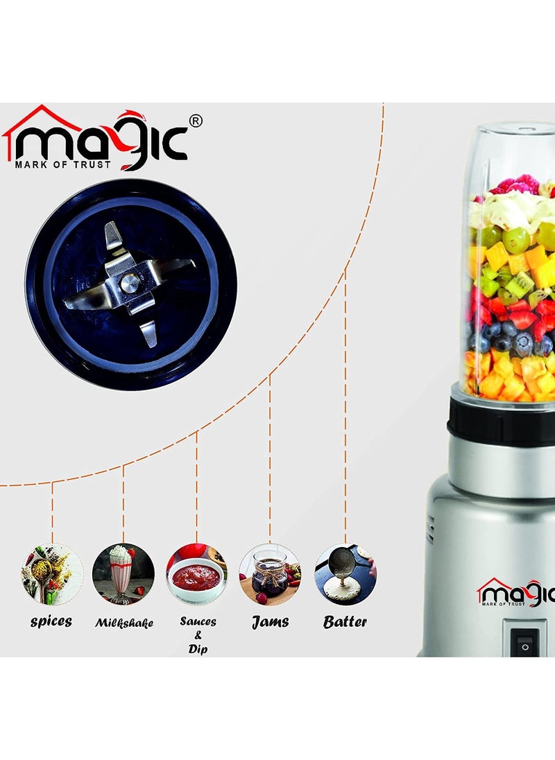 Magic Easy Mix Nutri 2 Jar Mixer Grinder Powerful 450 Watt Motor Long Lasting Shock Proof Abs Body Heavy Duty Motor With Nano Grinding Technology 1 year warranty
