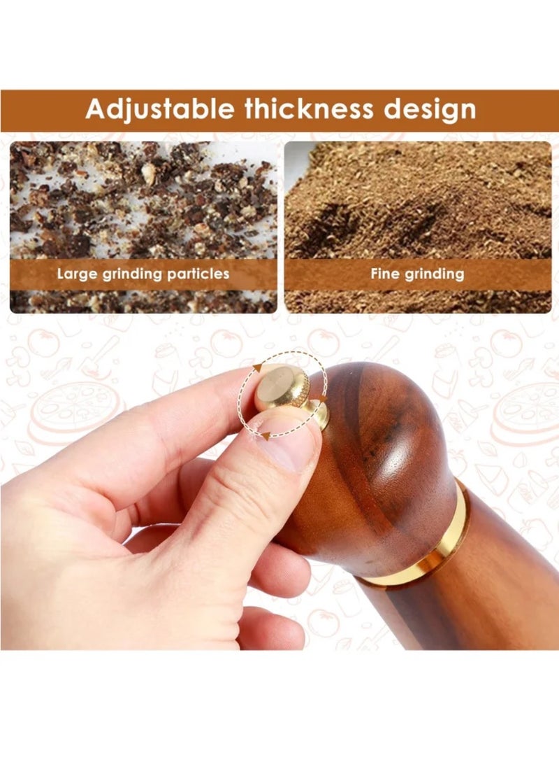 Wood Salt and Pepper Grinder Set with Base Coarseness Adjustable Salt Pepper Mill Grinder Manual Salt and Pepper Shakers with Ceramic Core Practical Mill Grinder Set Pepper Mill for Home Kitchen