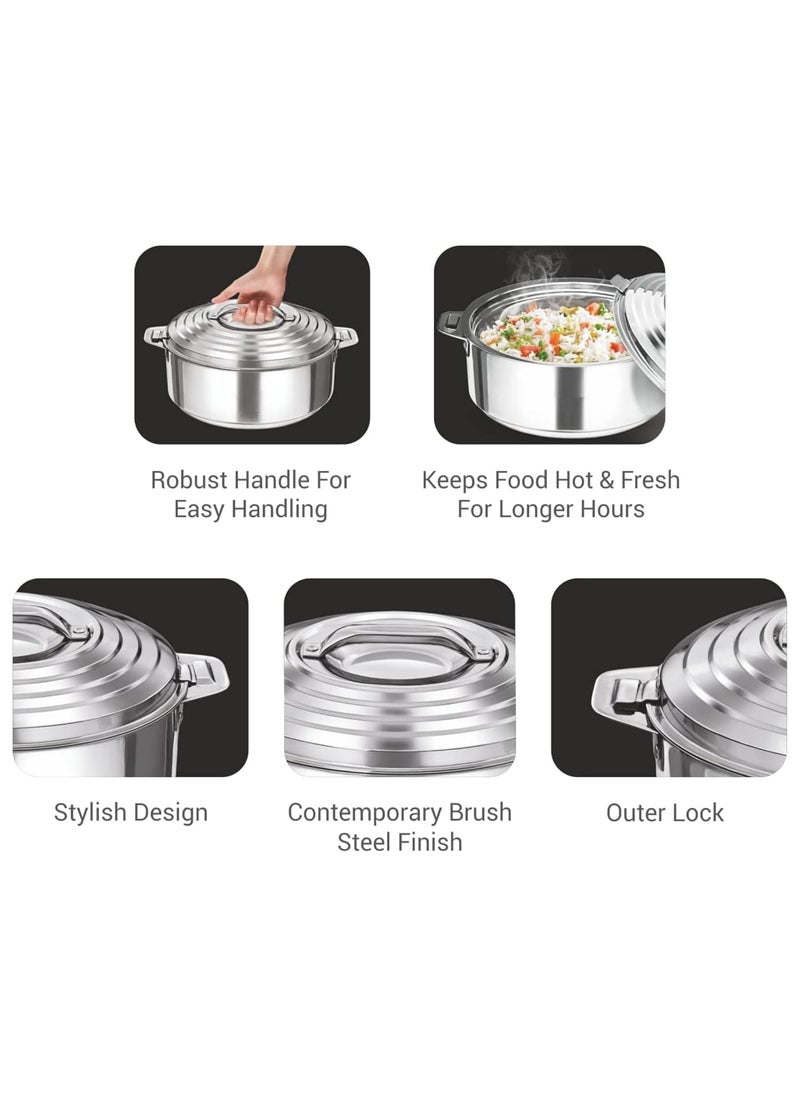 Get Plumm Stainless Steel Casserole Casserole With Lid Double Walled Insulated Steel Casserole For RotiCookingRice Gravy 1000 ml 5 Years Warranty