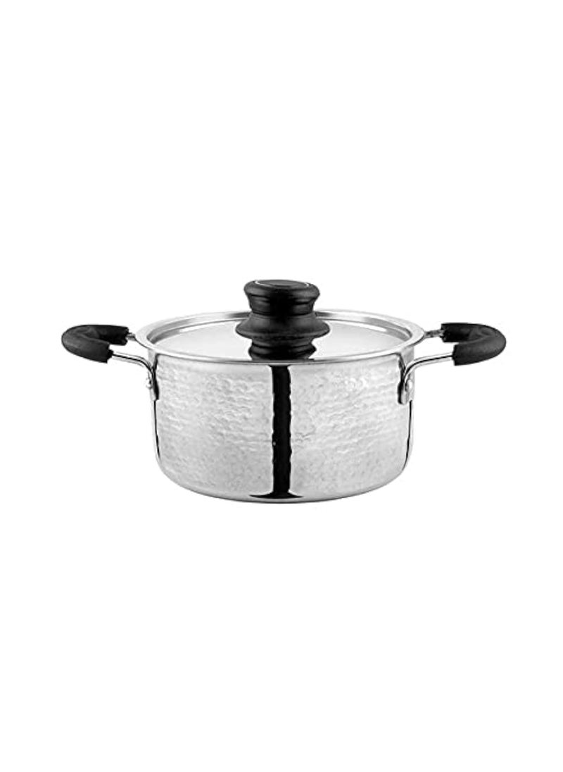Shri Sam Stainless Steel Light Weight Hammered Casserole with Lid