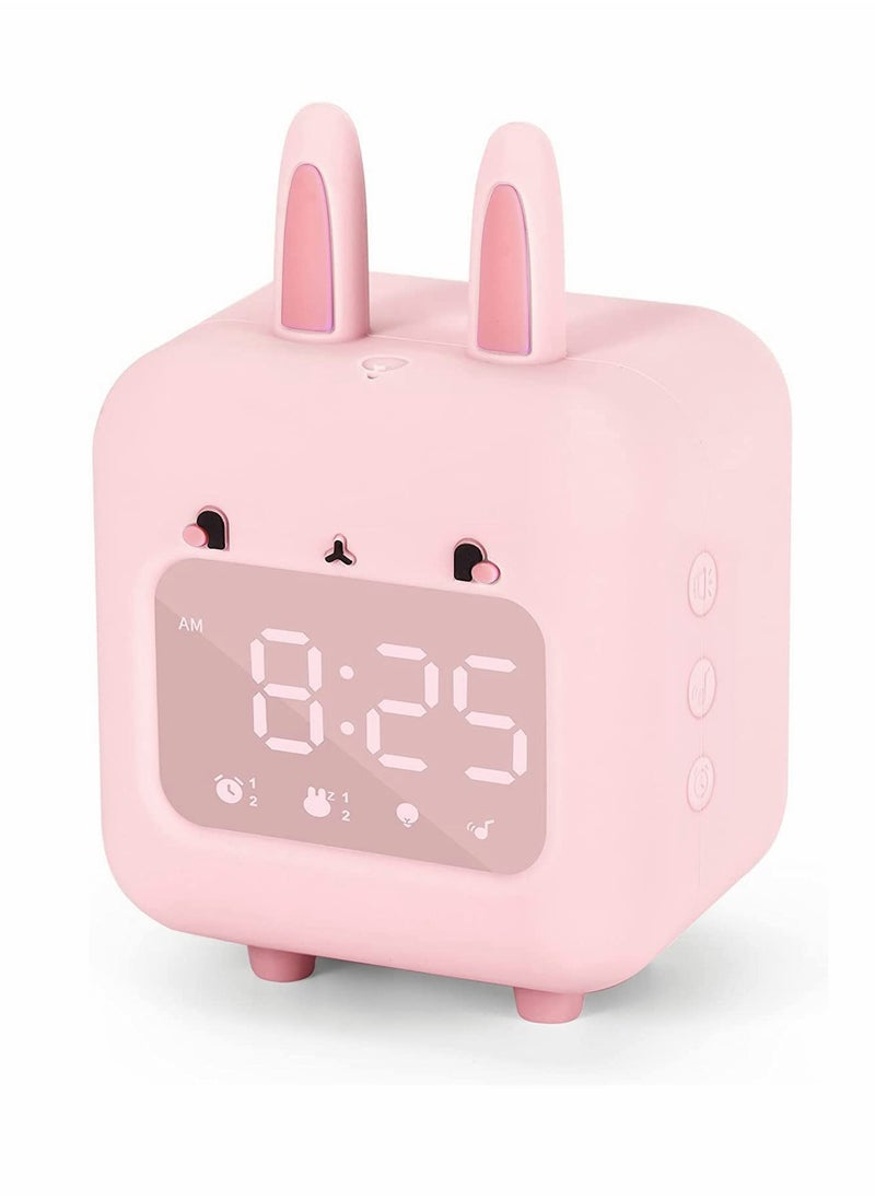 Cute Bunny Digital Alarm Clock with Customizable Ringtones, Sound-Activated Night Light, White Noise Feature, USB Charging - Perfect Kids' Sleep Companion!