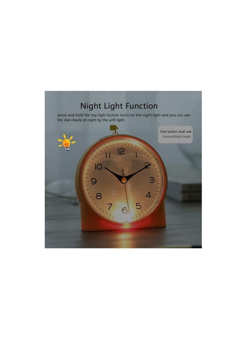 Silent Analog Alarm Clock for Heavy Sleepers - Non-Ticking, Snooze Function, 6 Wake-Up Sounds, Battery Operated, Easy to Set, Ideal Gift for Friends, Lovers, and Children.
