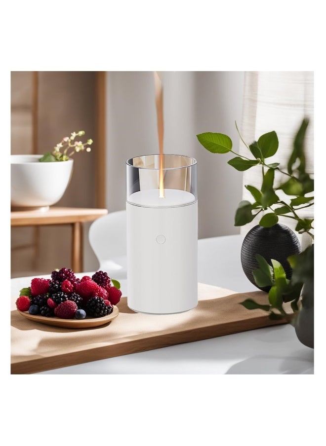 Candlelight Rechargeable Diffuser, 60ml Portable Aroma Essential Oil Humidifier with Subtle Mist Output, Battery Operated 15ml/H Aromatherapy Diffuser (White)