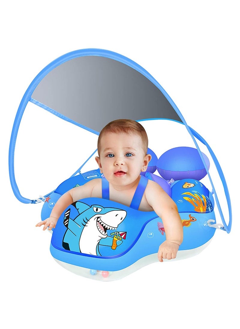 Baby Pool Float, Swimming Pool for Kids , Baby Swimming Float Ring, Child Kids Inflatable Swim Ring, Inflatable Swimming Pool Toys Waist Float Ring with Sun Protection Canopy