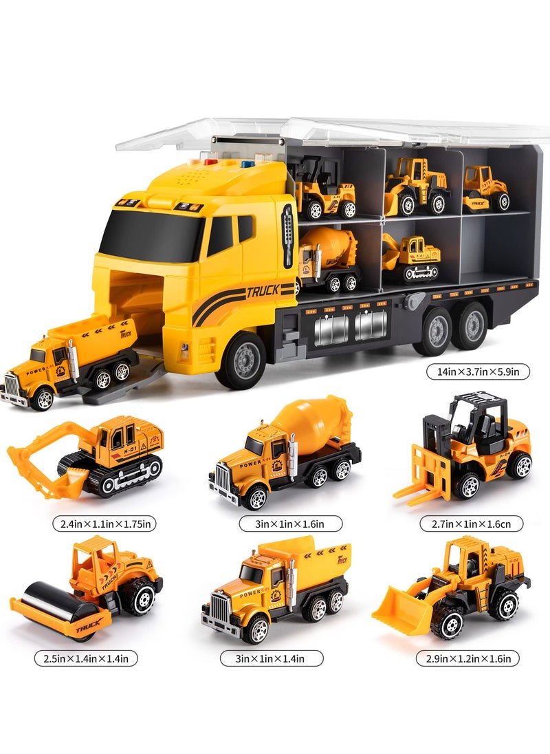 Toddler Toys for 3 4 5 6 Years Old Boys, Die-cast Construction Toys Car Carrier Vehicle Toy Set , Kids Toys Truck Alloy Metal Car Toys Set for Age 3-9 Toddlers Kids Boys & Girls