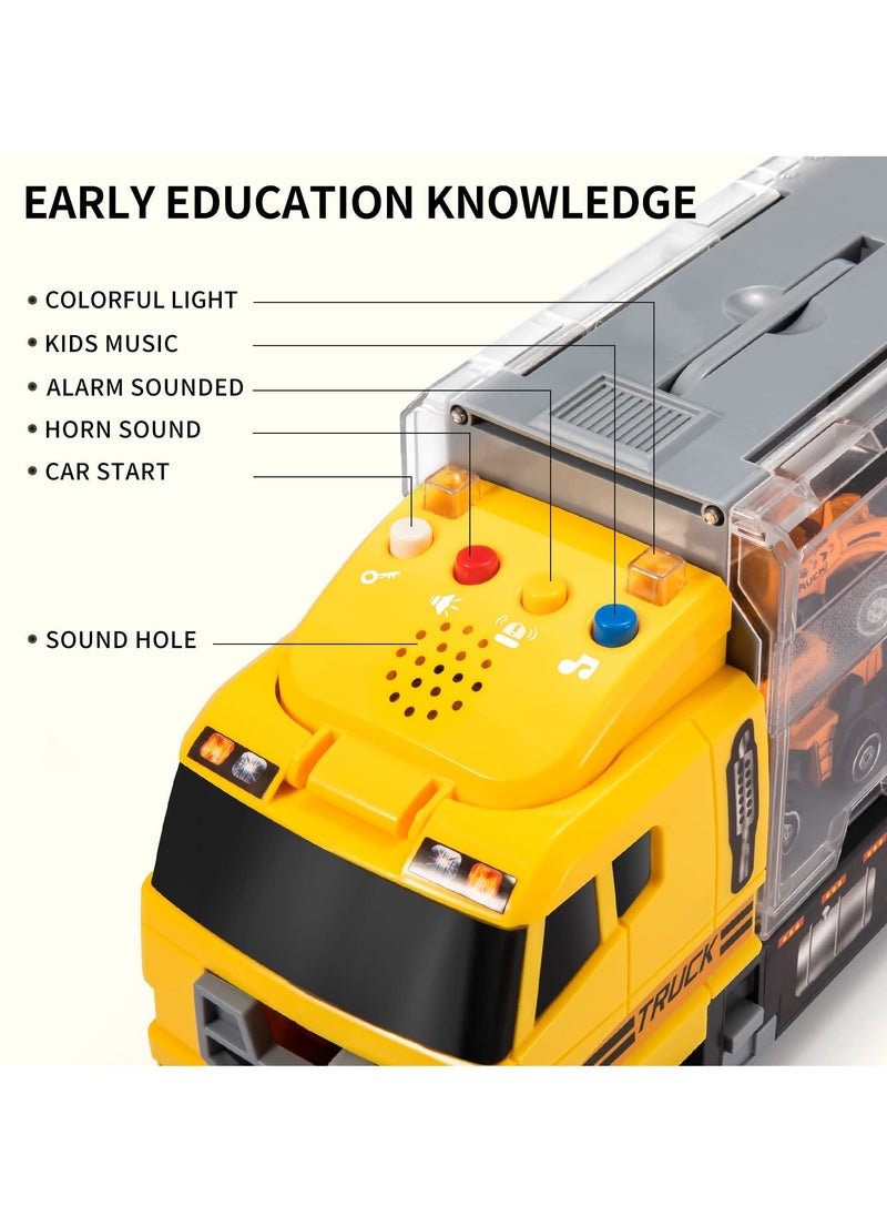 Toddler Toys for 3 4 5 6 Years Old Boys, Die-cast Construction Toys Car Carrier Vehicle Toy Set , Kids Toys Truck Alloy Metal Car Toys Set for Age 3-9 Toddlers Kids Boys & Girls