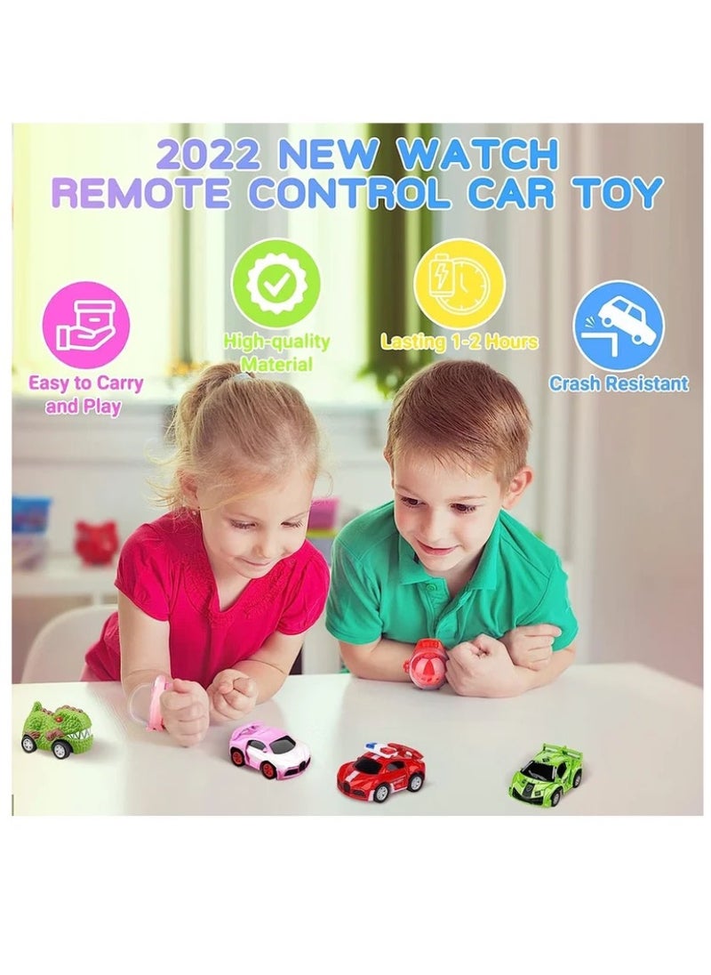 Watch Remote Control Car Toy, 2022 New Mini Remote Control Car Watch Toys, 2.4 GHz Cartoon RC Watch Racing Car, USB Charging Remote Control Car, Watch RC Car for Boys Girls Birthday Gift, Red