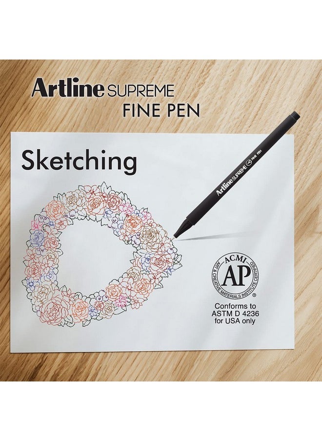 Artline Supreme Series Fine Pen | 0.4 mm Tip Size | Triangular Shape Grip For Easy Writing | Smudge Free, Smooth Writing Pen | Ideal For Sketching, Doodling, Anime, Journal | Set Of 10 Vivid Colors