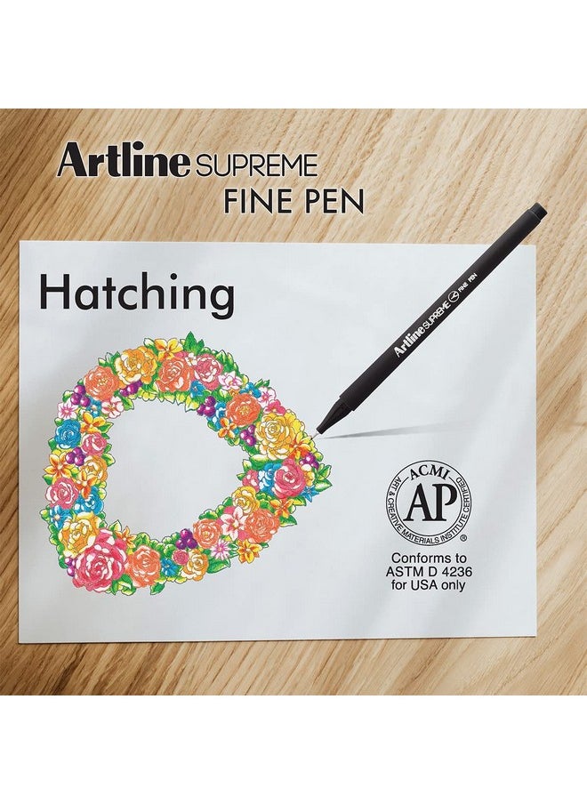 Artline Supreme Series Fine Pen | 0.4 mm Tip Size | Triangular Shape Grip For Easy Writing | Smudge Free, Smooth Writing Pen | Ideal For Sketching, Doodling, Anime, Journal | Set Of 10 Vivid Colors