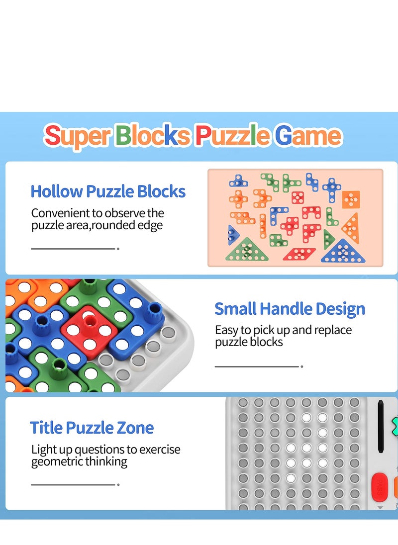 Super Blocks Game, Brain Teaser Puzzle Solve Game for Kids Teens, Multiple Blocks Pattern Matching Game for Kids Teens Boys Girls Birthday Gifts Travel Games