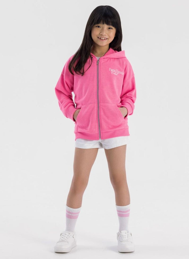 Kids Girls Oversized Zip Through Hoodie