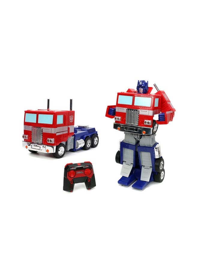 Jada Toys - Transformers Optimus Prime Converting RC Vehicle - Kids Toys Gift with Transformation from Truck to Robot - Lights & Sounds - Full Function Remote Control - 13
