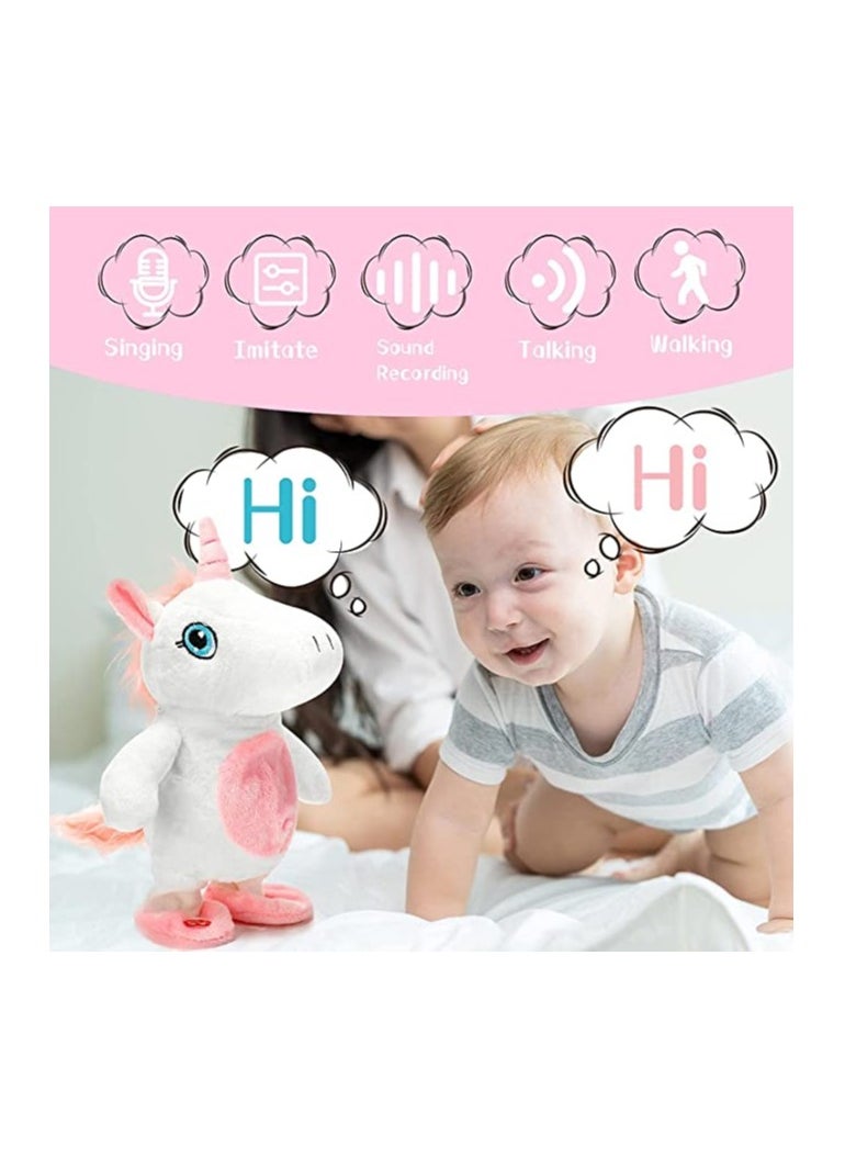 Interactive 10-Inch Plush Unicorn Toy, Talking and Singing Stuffed Animal, Perfect Gift for Kids' Birthdays and Special Occasions, Repeats What You Say