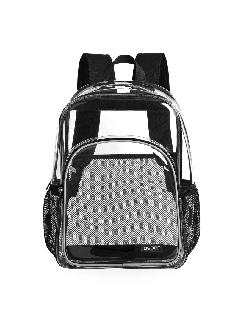 Black Mini Clear Backpack Clear Bag, Clear Mini Backpack Stadium Approved Transparent Small Bag with Concert Purse Plastic Waterproof for Women Girls Concert Festival Travel