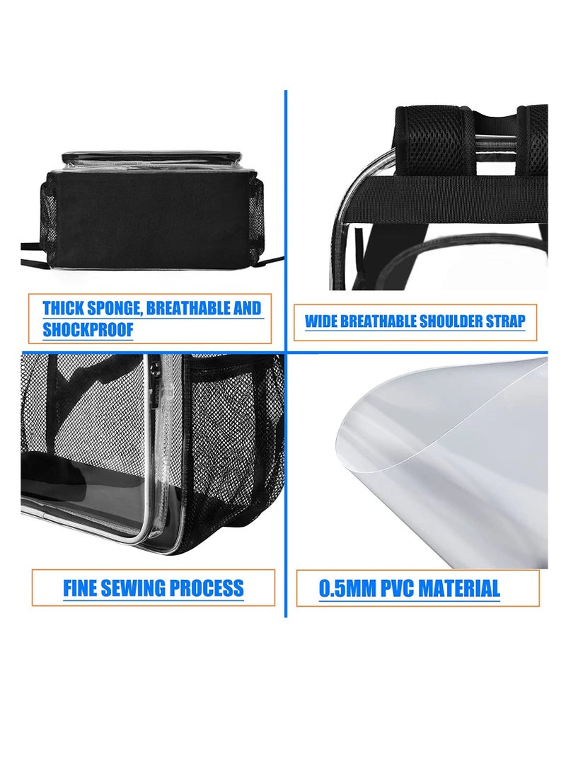 Black Mini Clear Backpack Clear Bag, Clear Mini Backpack Stadium Approved Transparent Small Bag with Concert Purse Plastic Waterproof for Women Girls Concert Festival Travel