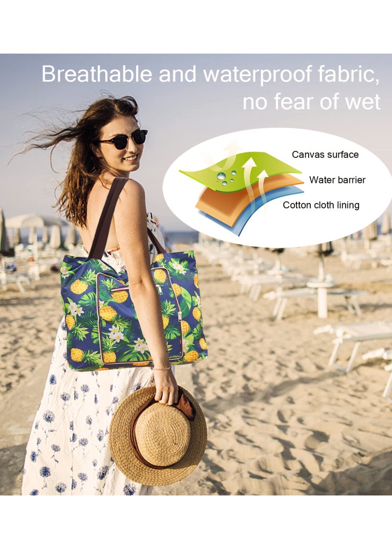 Beach Bags for Women, Women canvas Tote Bag, Canvas Bag with Zipper for Beach Travel Pool Shopping
