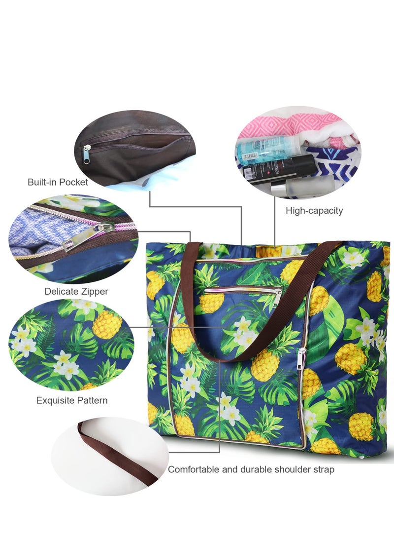 Beach Bags for Women, Women canvas Tote Bag, Canvas Bag with Zipper for Beach Travel Pool Shopping