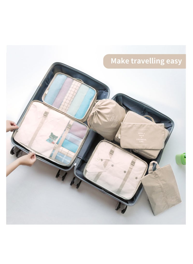 10 Set Packing Cubes for Suitcases, Luggage Organizer Bags for Carry On, Travel Bags Organizer for Luggage, Must Have Travel Essentials for Women and Men (Beige)