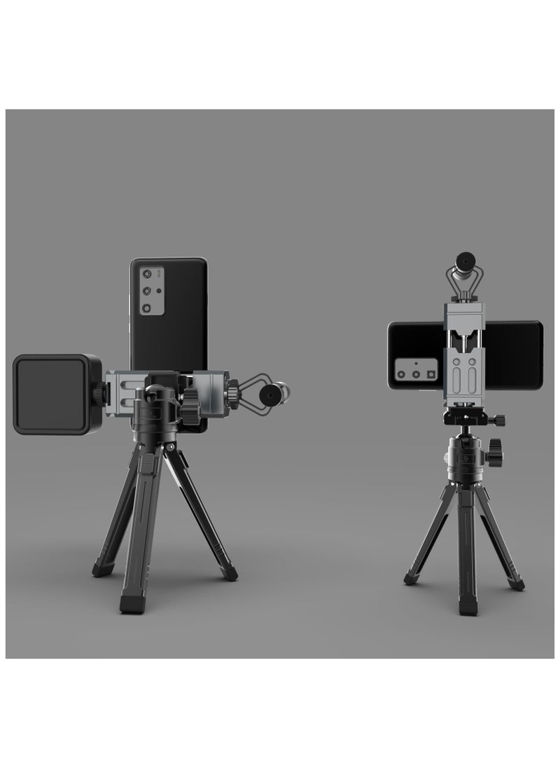 Phone Mount Aluminum for Tripod, Adjustable Phone Tripod Mount with Cold Shoe & Arca Swiss Quick Release Plate,Universal Adjustable Clamp Suitable for iPhone 14 pro/13 Pro/12/11/Samsung