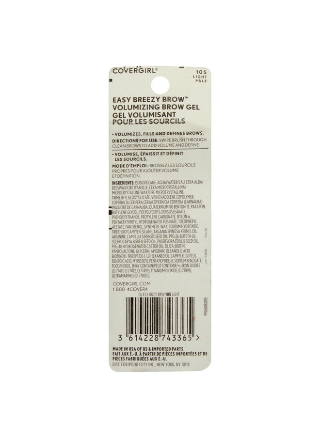 COVERGIRL - Easy Breezy Brow Volumizing Gel, Holds Brows for 24 Hours, Infused with Argan Oil & Biotin, 100% Cruelty-Free