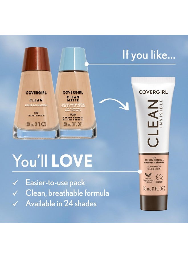 COVERGIRL Clean Makeup Foundation Creamy Natural 120, 1 oz (packaging may vary)