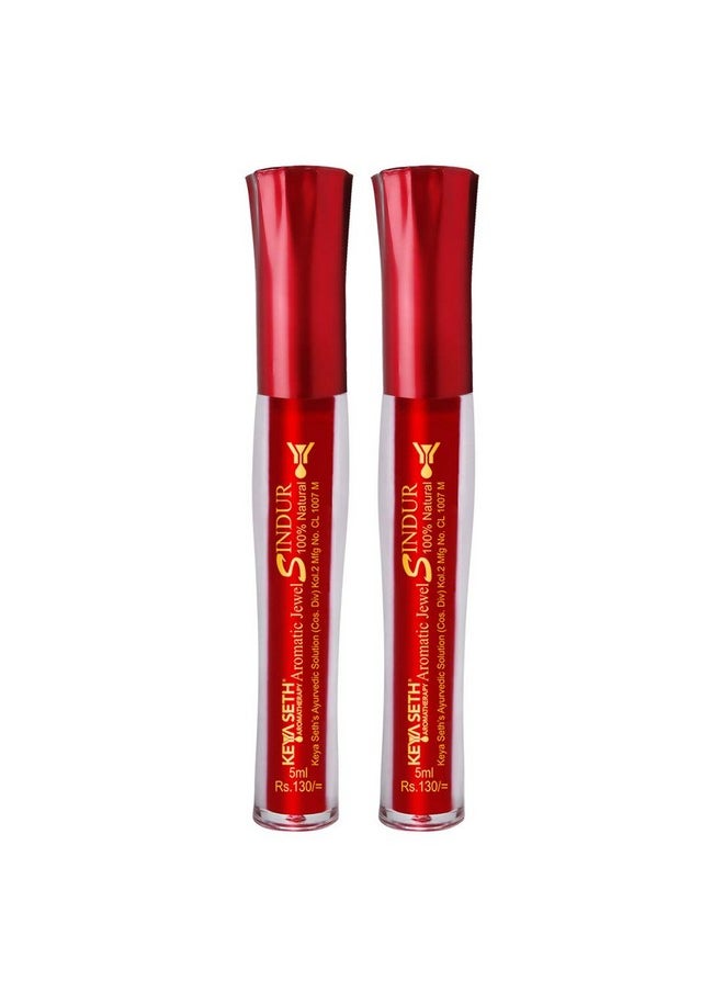 Keya Seth Aromatherapy, Liquid Sindur, Aromatic Jewel 100% Natural Herbal Extracts & Floral Pigments, Waterproof, Red (5ml) Pack of 2